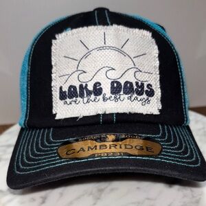 Lake Days are The Best Days Black and Turquoise Women's Hat